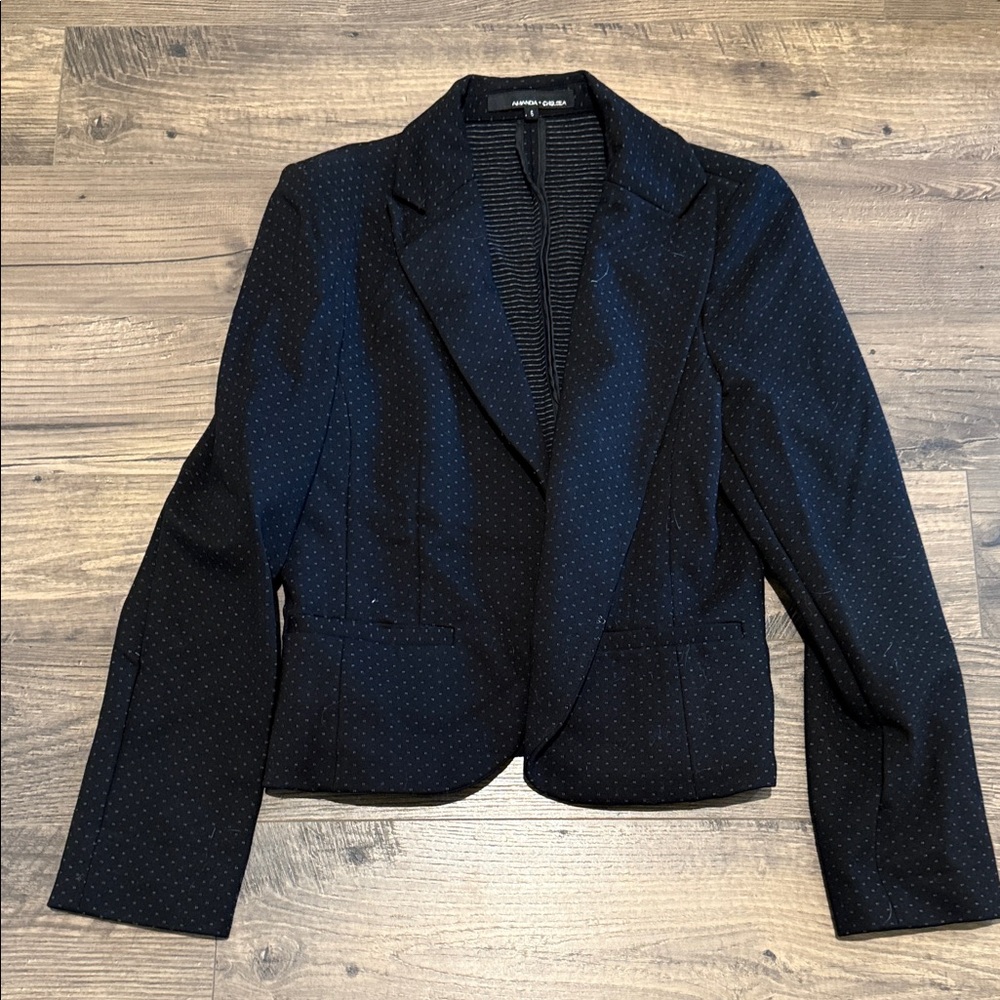 Amanda & Chelsea Black Blazer with Subtle Dots